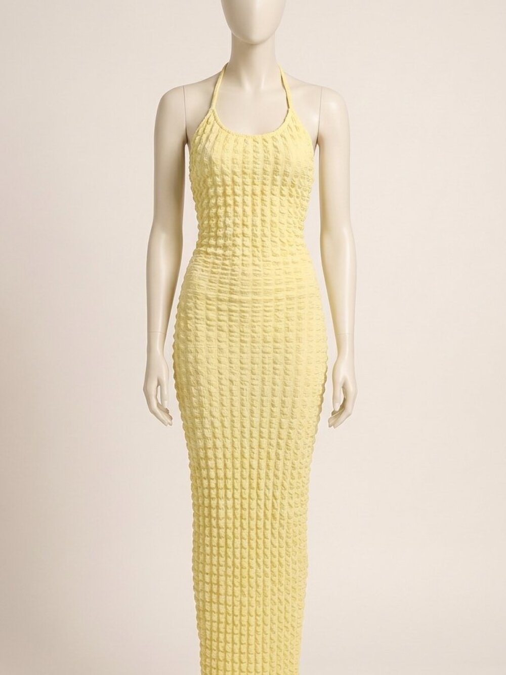 Sylure Yellow Bodycon Maxi Dress Criss Cross Backless Size M New Sealed